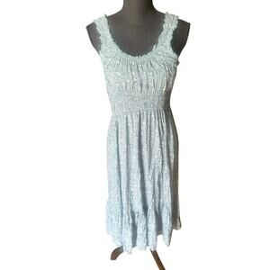 Patrons of Peace Stone Blue Floral Midi Dress size L